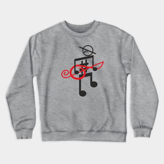 Noteman sheet music man (red treble key) Crewneck Sweatshirt by aceofspace